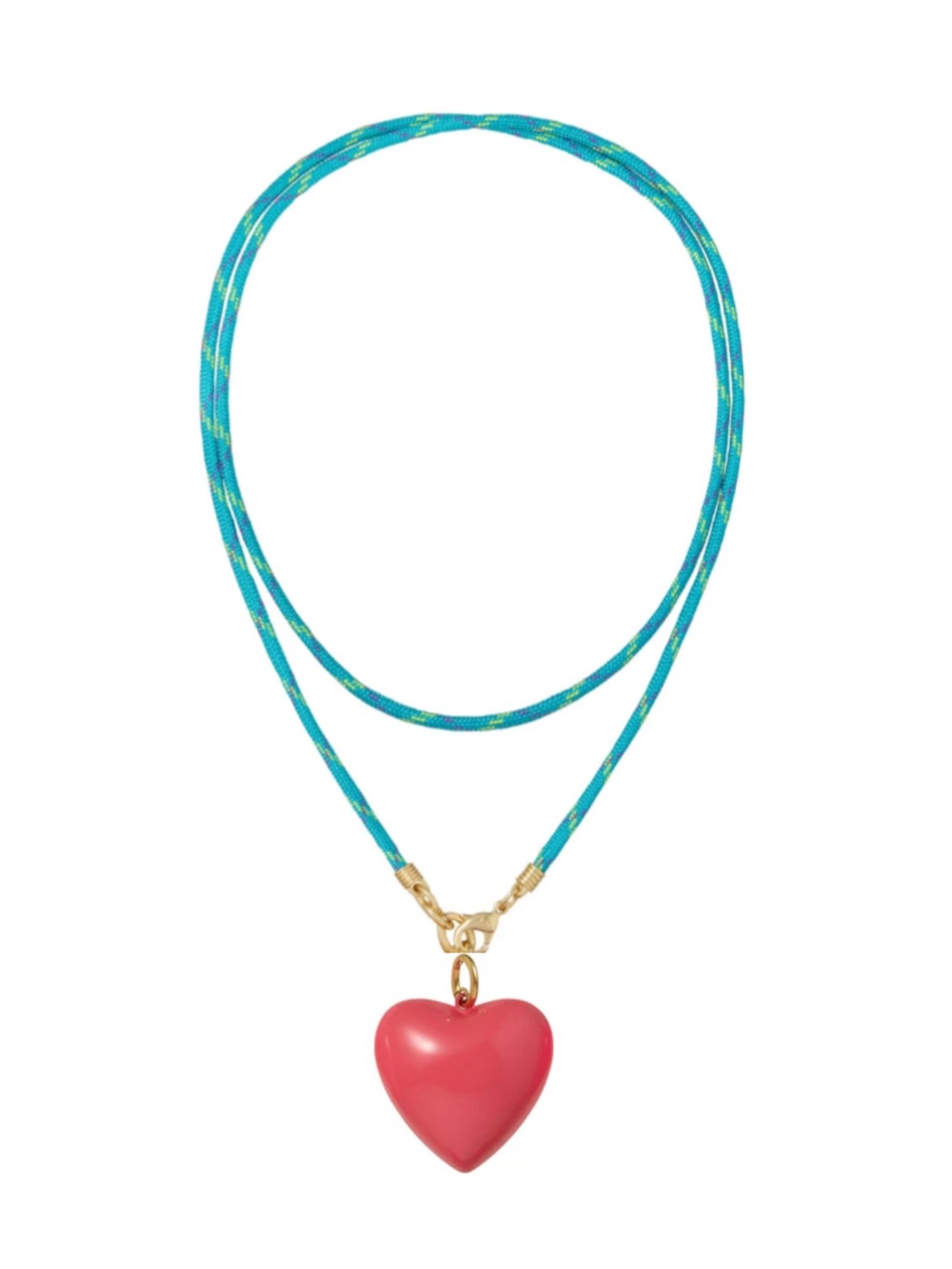 Roxanne Assoulin Turquoise Cord Necklace with Pink Heart Pendant